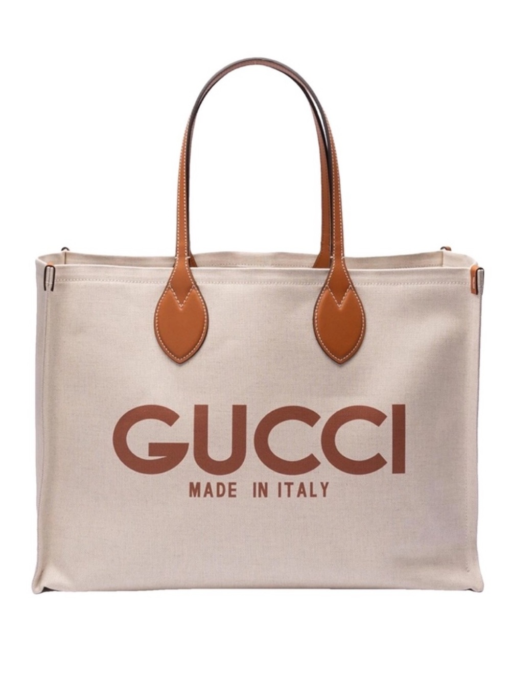 GUCCI logo printed large canvas tote shoulder bag